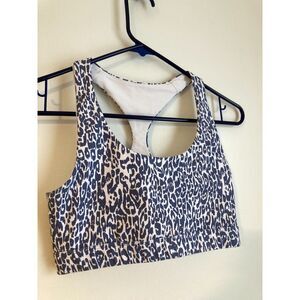 Dusty Blue Cheetah Leopard SoulCycle Sports Bra SMALL